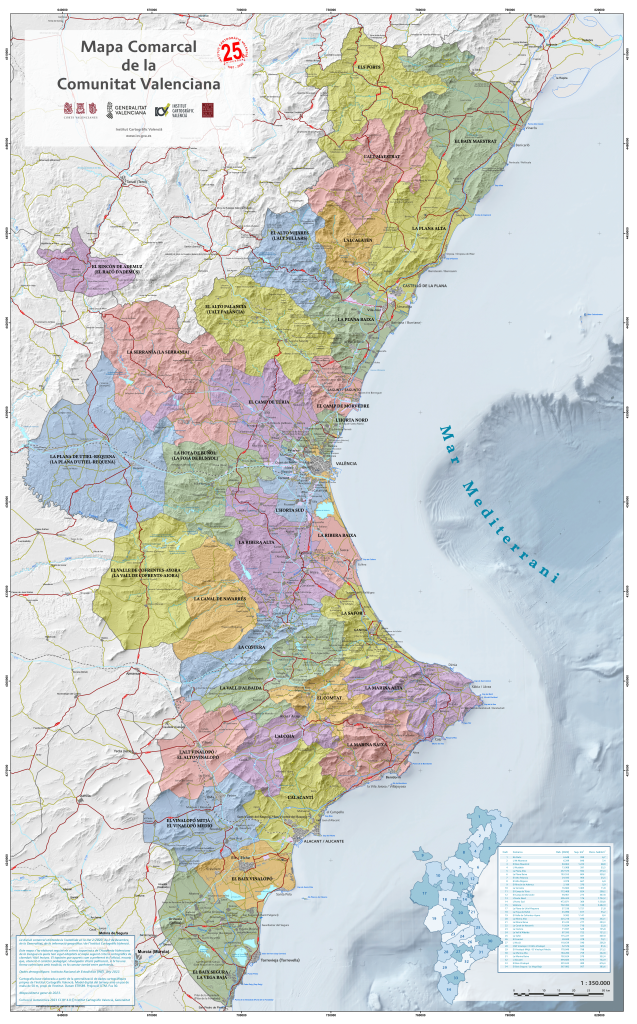 Mapa comarques valencianes